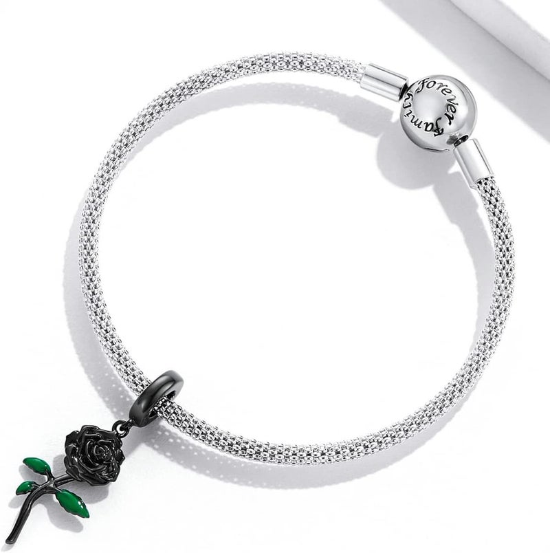BABAMIA Store Rose Charm Heart Charms for Bracelets 925 Sterling Silver Bead Charm Fits Bracelets and Necklaces Paved with Cubic Zirconia Animal Skull Charm Dainty Halloween Charms Jewelry for Women Girls - Image 3